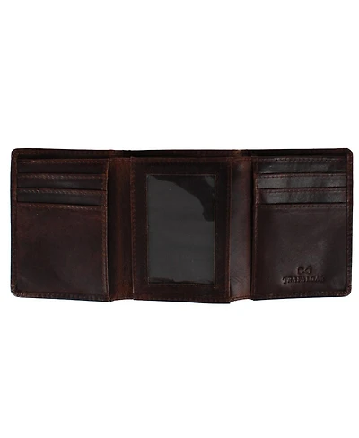 Trafalgar Men's Tennyson Tri-Fold Genuine Leather Wallet with Id Window