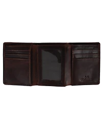 Trafalgar Men's Tennyson Tri-Fold Genuine Leather Wallet with Id Window