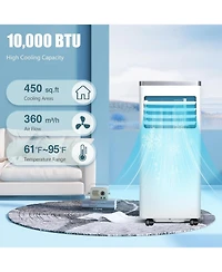 Zafro 10,000 Btu Portable Ac, 3-in-1, Cools 450 Sq.Ft, Fast Cooling, Sleep Mode, Timer, Remote, Quiet
