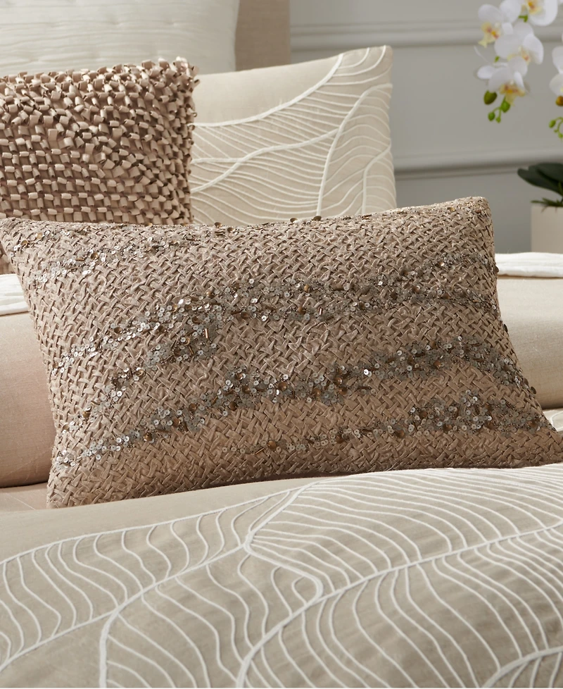 Donna Karan Home Hand Smocked Sequins Decorative Pillow, 20" x 14"