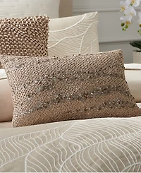 Donna Karan Home Hand Smocked Sequins Decorative Pillow, 20" x 14"