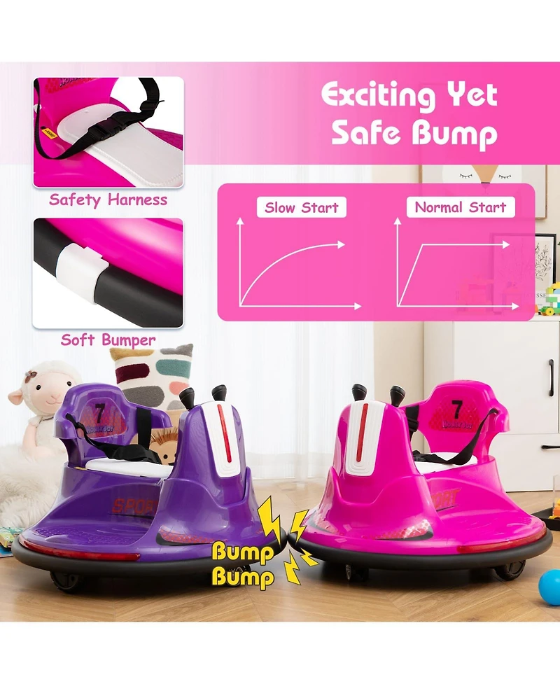 12V Kids Ride On Bumper Car with Remote Control Lights and Music