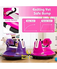 12V Kids Ride On Bumper Car with Remote Control Lights and Music