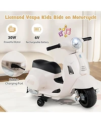 Licensed Vespa Kids Ride on Motorcycle with Led Headlight and Horn Sound