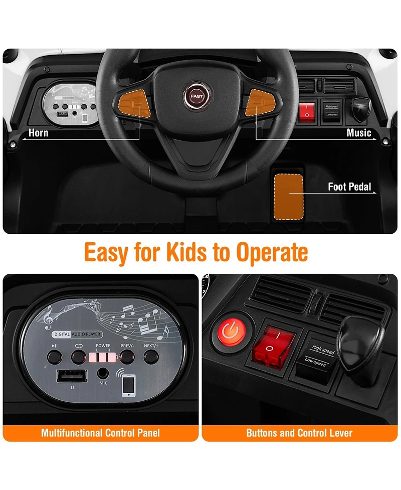 12V Kids Ride on Truck with 3 Speeds and Reverse Forward Function