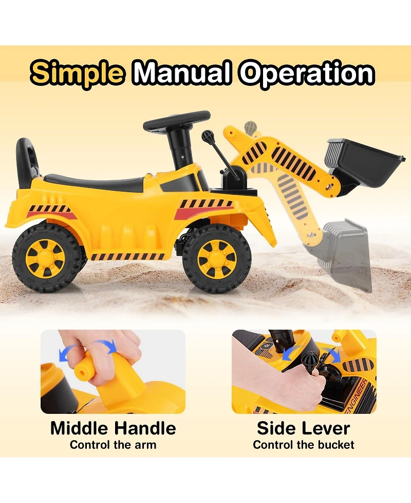 Ride on Bulldozer Excavator Digger Toy with Adjustable Bucket