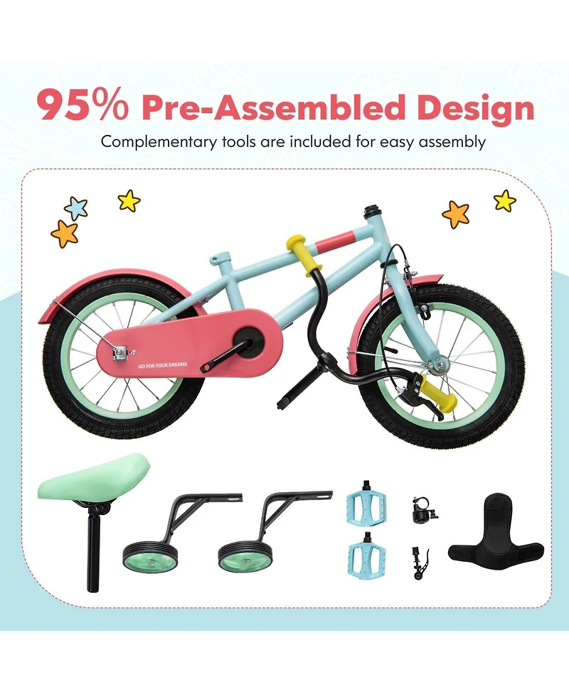 Kids Bike with Adjustable Handlebar and Saddle Blue