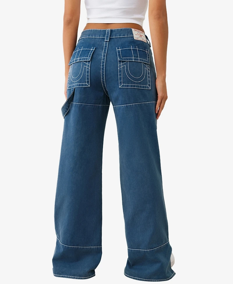 True Religion Women's Bobbi Big T Baggy Carpenter Jeans