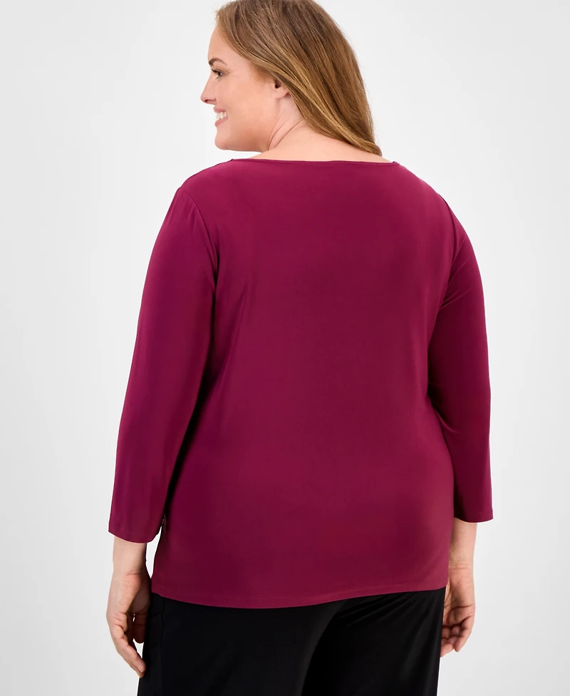 Anne Klein Plus Size Gathered-Front Top