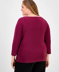 Anne Klein Plus Size Gathered-Front Top