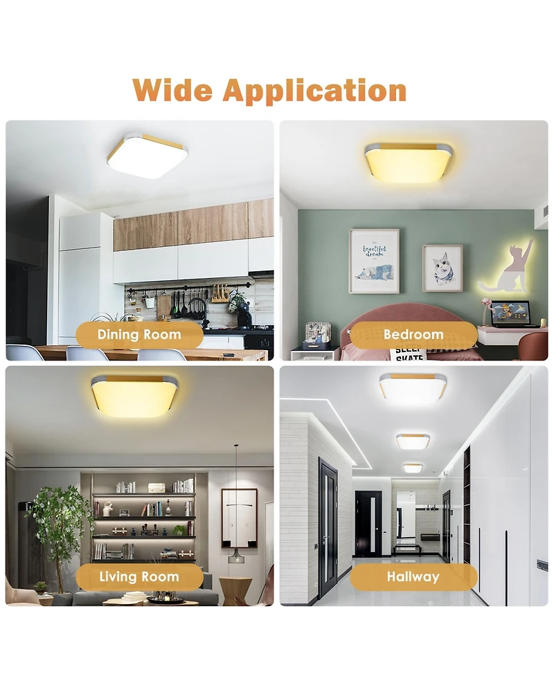 24W 18" Dimmable Led Ceiling Light Fixture Flush Mount Lamp with Remote Bedroom