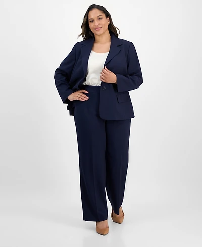 Le Suit Plus Two-Button Wide-Leg Pantsuit