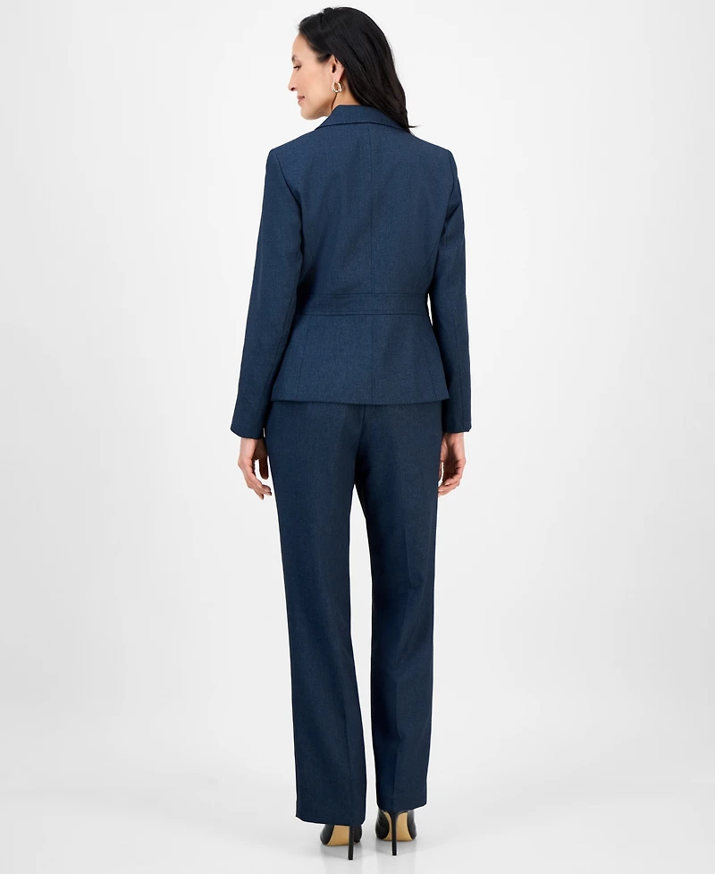 Le Suit Women's Notched Collar Wide-Leg Pantsuit Set, Regular & Petite