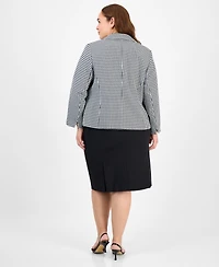 Le Suit Plus Pencil Skirt Houndstooth