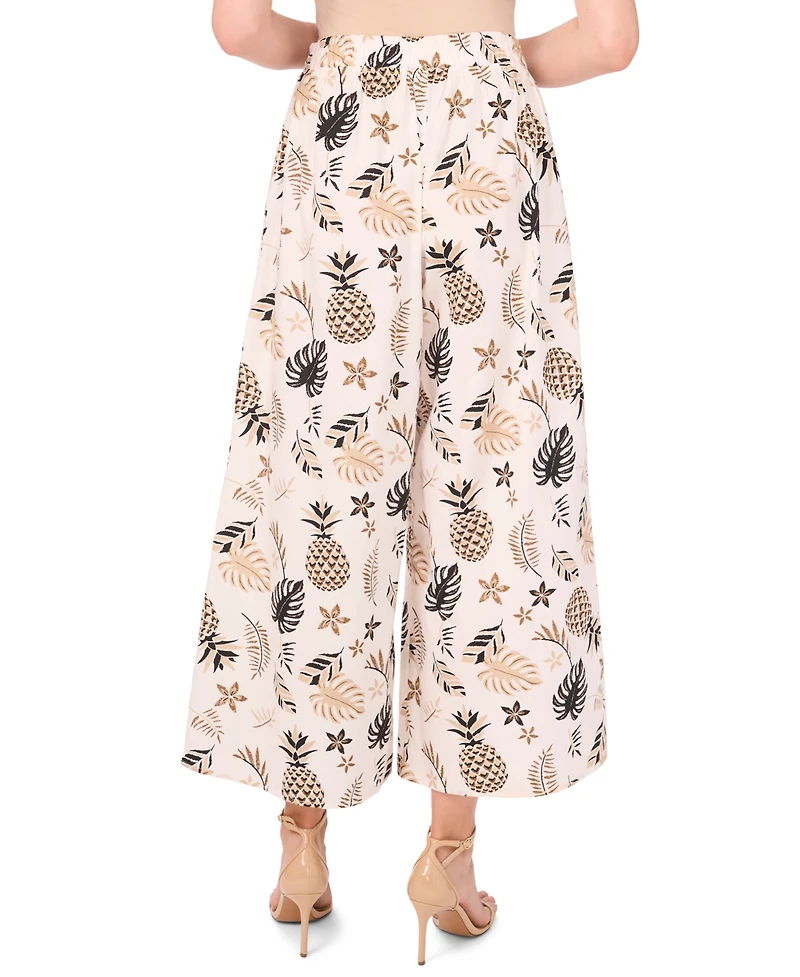 Sam & Jess Women's Printed Pull-On Wide-Leg Pants