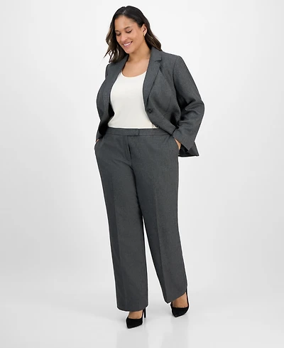 Le Suit Plus Notched Collar Wide-Leg Pantsuit Set