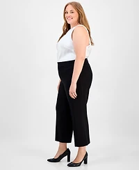 Anne Klein Plus Cropped Wide-Leg Pull-On Pants