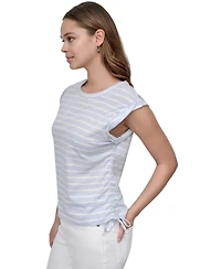 Dkny Jeans Petite Cotton Ruched Side-Tie Sleeveless Tee