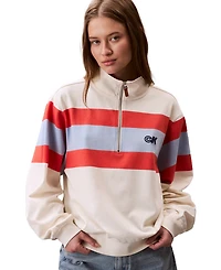 Calvin Klein Jeans Women's Rugby Stripe Half-Zip Sweatshirt