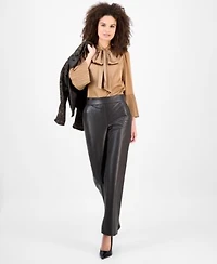 Anne Klein Womens Faux Leather Pull On Pants P Xs Xxl