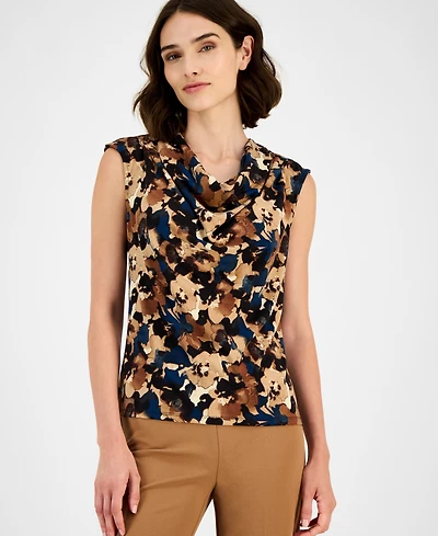 Anne Klein Women's Printed Cowl-Neck Sleeveless Top