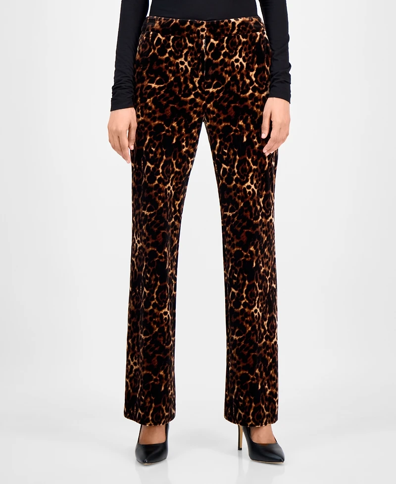 Anne Klein Women's Printed Velvet Flare-Leg Pants