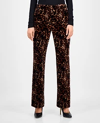 Anne Klein Women's Printed Velvet Flare-Leg Pants