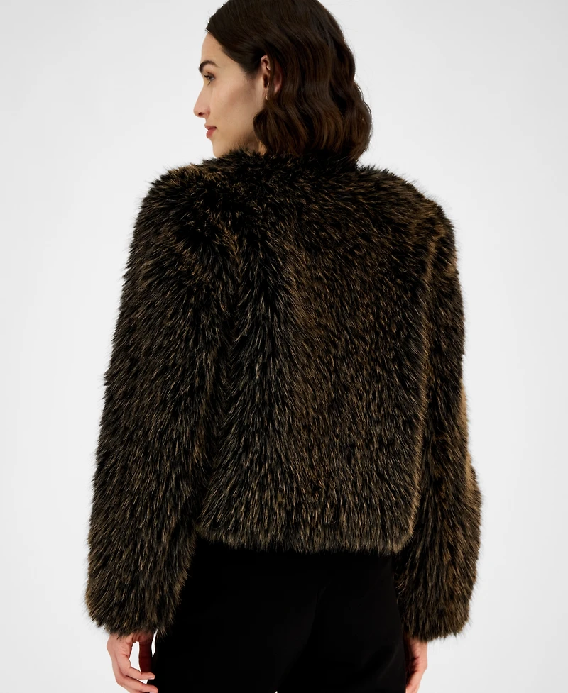 Anne Klein Petite Faux-Fur Cropped Open-Front Jacket