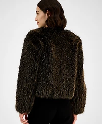Anne Klein Petite Faux-Fur Cropped Open-Front Jacket