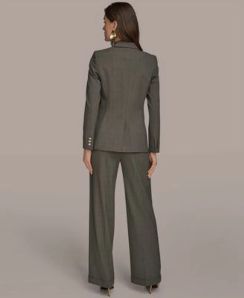 Donna Karan New York Womens One Button Jacket Charmeuse Wide Leg Pants