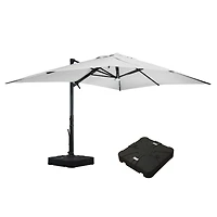 Mondawe 156"W x 120"D Rectangular Cantilever Umbrella with Detachable Led Atmosphere Light and Bluetooth Player, w/ Weight Base Included