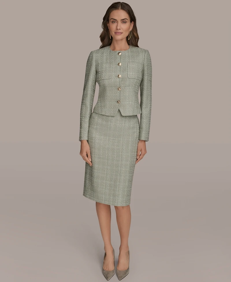 Donna Karan New York Women's Collarless Tweed Jacket