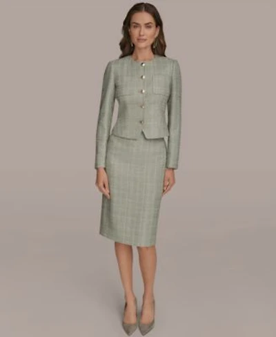Donna Karan New York Womens Collarless Tweed Jacket Pencil Skirt