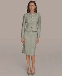 Donna Karan New York Womens Collarless Tweed Jacket Pencil Skirt
