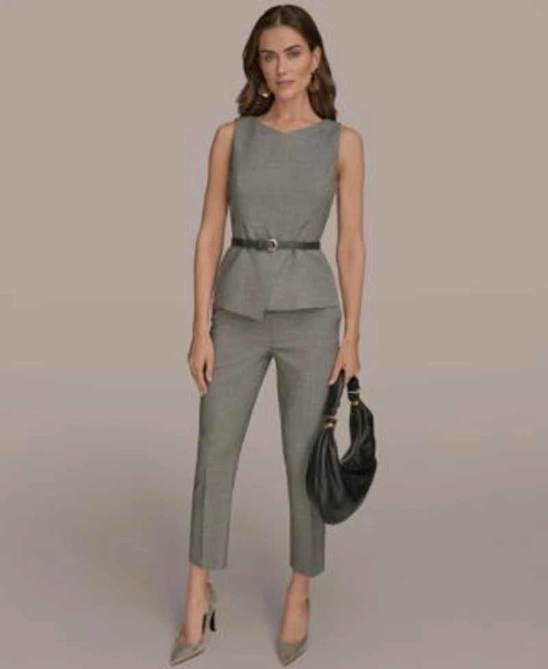 Donna Karan New York Womens Sleeveless Belted Top Slim Leg Ankle Pants