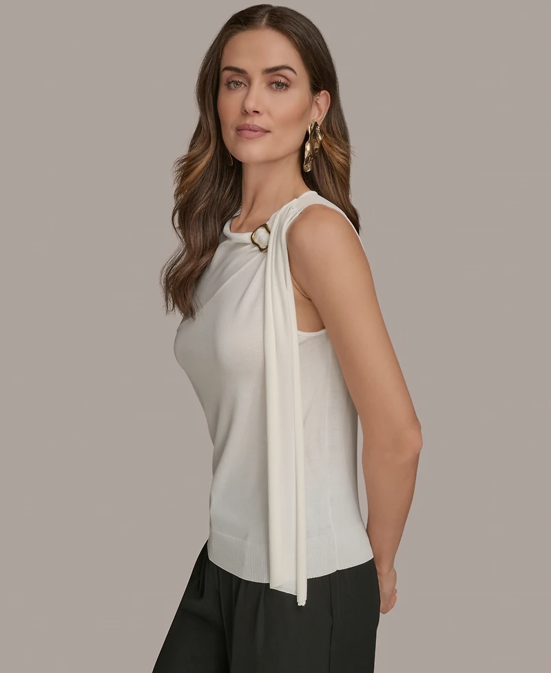 Donna Karan New York Women's Sleeveless Drape-Front Top