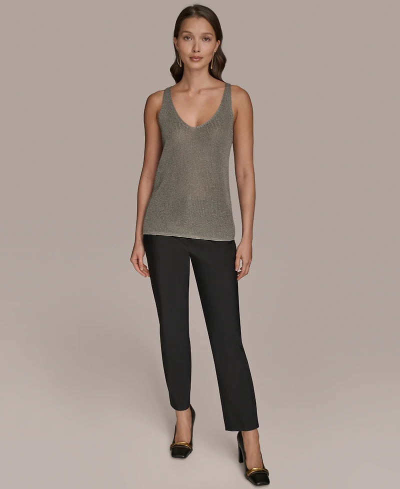 Donna Karan New York Women's Metallic V-Neck Sweater Shell