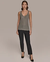 Donna Karan New York Women's Metallic V-Neck Sweater Shell
