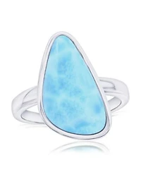 Sterling Silver Irregular Shaped Larimar Ring