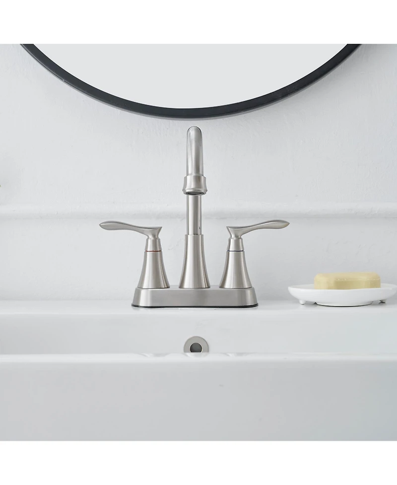 Greenspring 4 in. Centerset 2-Handle High-Arc Bathroom Faucet Brushed Nickel
