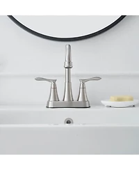 Greenspring 4 in. Centerset 2-Handle High-Arc Bathroom Faucet Brushed Nickel