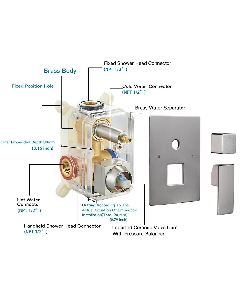 Greenspring -Spray Patterns With .5 Gpm in. Showerhead Wall Mounted Dual Shower Heads Valve Brushed Nickel