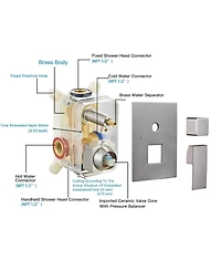 Greenspring -Spray Patterns With .5 Gpm in. Showerhead Wall Mounted Dual Shower Heads Valve Brushed Nickel