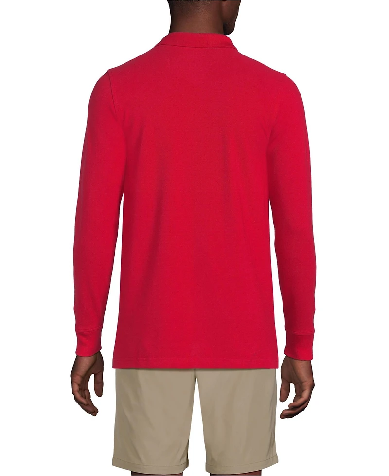 Lands' End Men's School Uniform Long Sleeve Mesh Polo Shirt