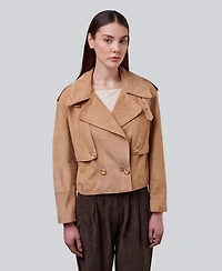 Furniq Uk Women's Suede Cropped Trench Style Jacket, Created For Macy's