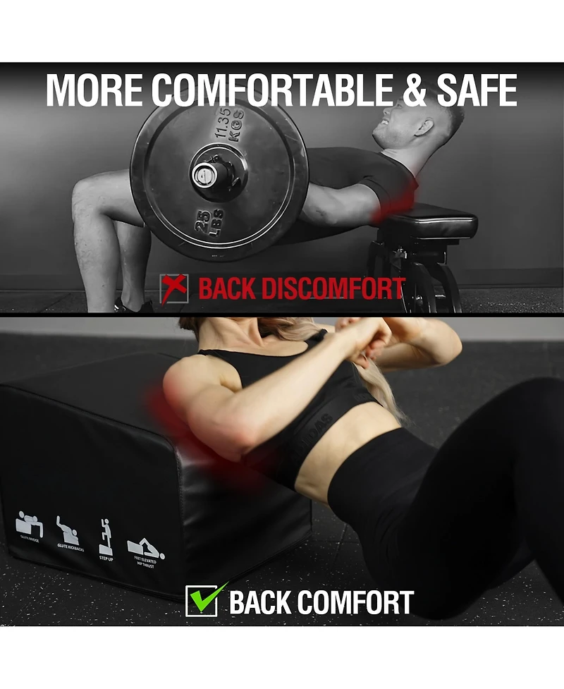 Mikolo Hip Thrust Bench, Hip Thrust Machine at Home for Glute Bridge, Multi-Functional Hip Thrust Box with Non-Slip, Glute Workout Equipment, 700LB Lo