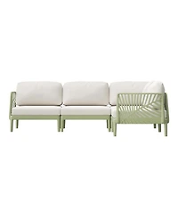 Modern 4-Piece Polypropylene Resin Modular L Shaped Patio Furniture Sectional