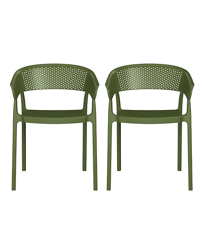 WestinTrends Outdoor Modern Stackable Plastic Resin Patio Dining Armchair (Set of 2
