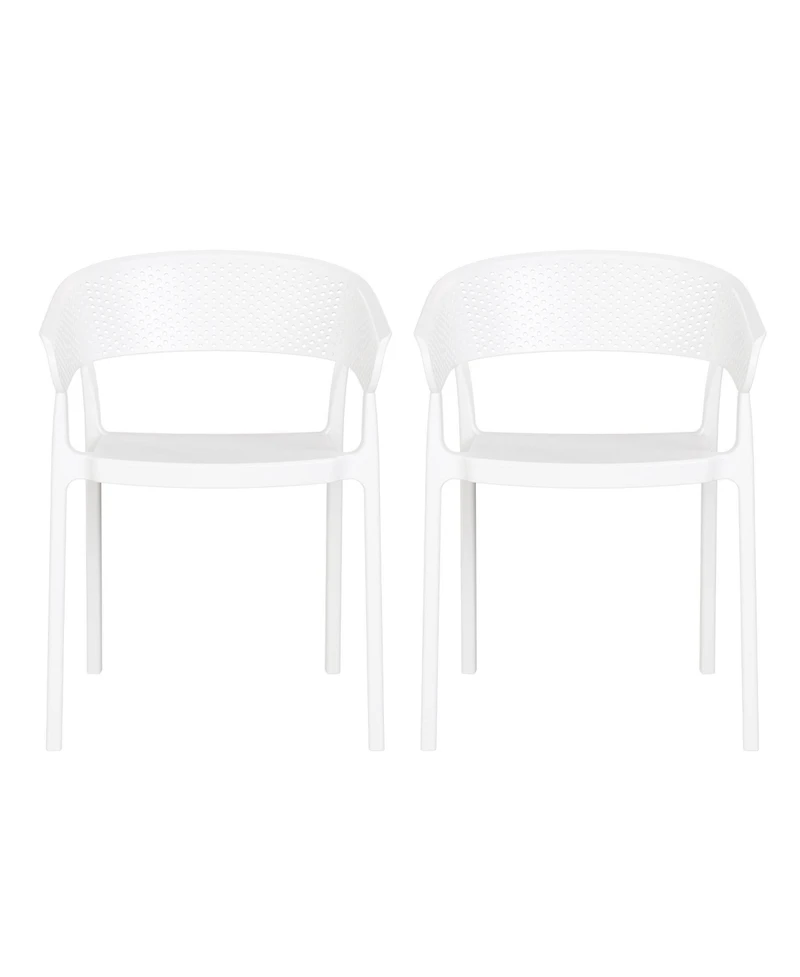 WestinTrends Outdoor Modern Stackable Plastic Resin Patio Dining Armchair (Set of 2