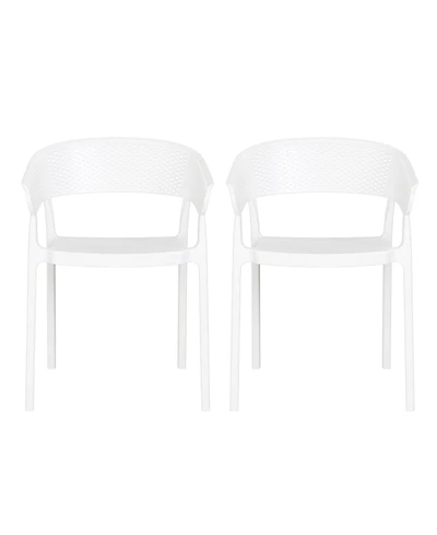 WestinTrends Outdoor Modern Stackable Plastic Resin Patio Dining Armchair (Set of 2